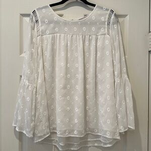 Long sleeve floral white blouse from LOFT